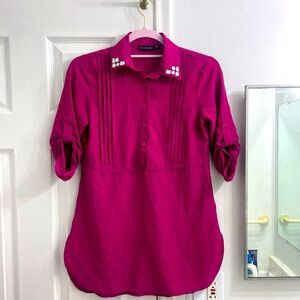 UltraFLIRT Rhinestone Collared Lined Dress Shirt